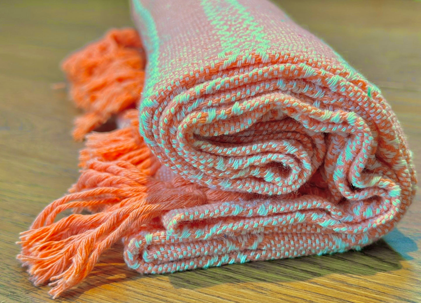 Unique Piece - Mexican Cotton Rebozo & Baby Wrap - Creamy Tangerine Twist