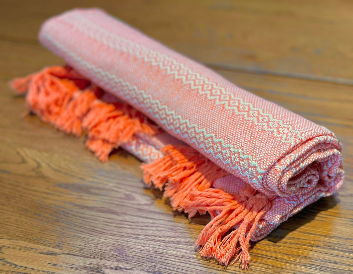 Unique Piece - Mexican Cotton Rebozo & Baby Wrap - Creamy Tangerine Twist
