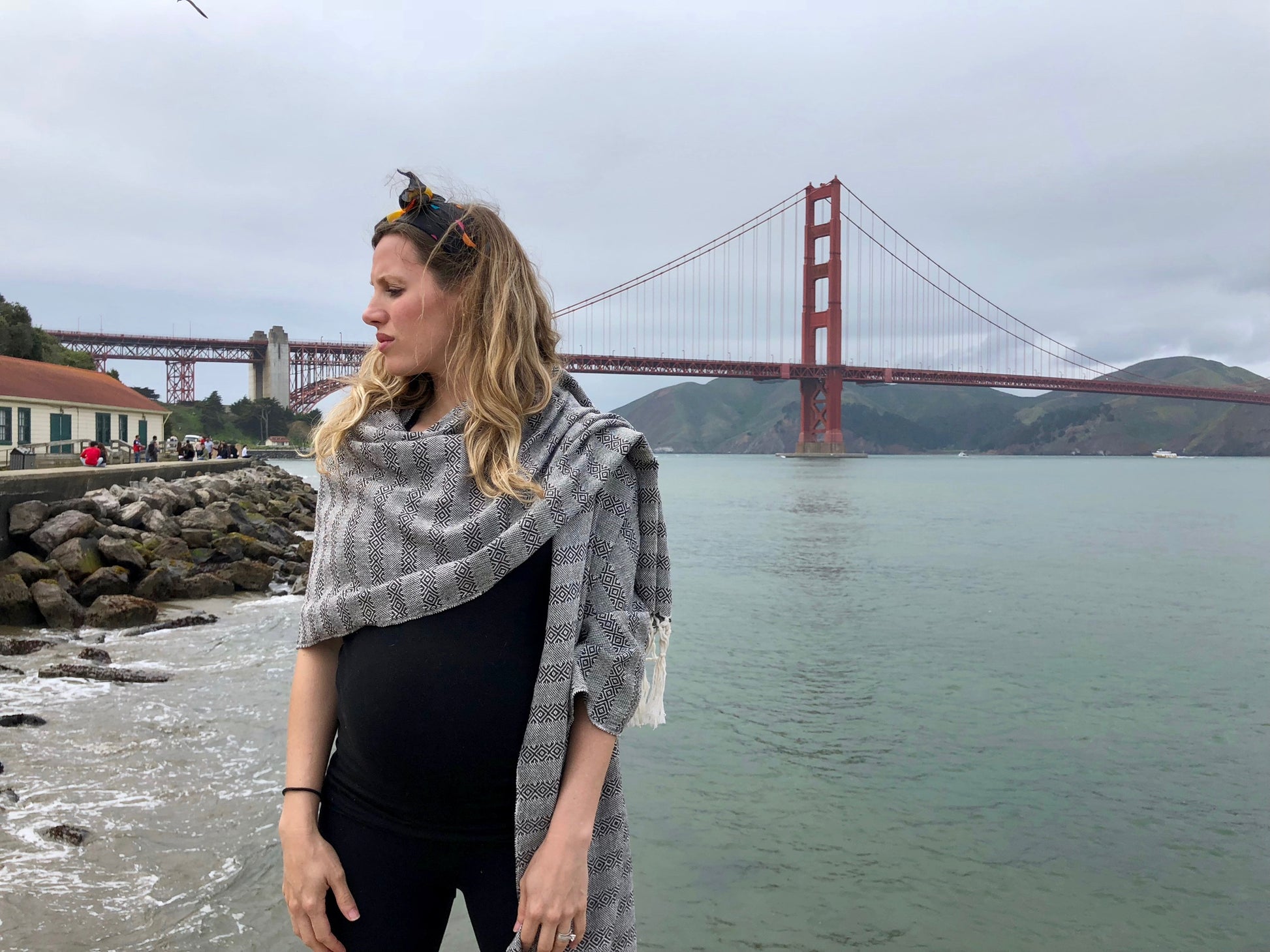 Mexican Rebozo Shawl - Black & White Embrace - Lola My Love