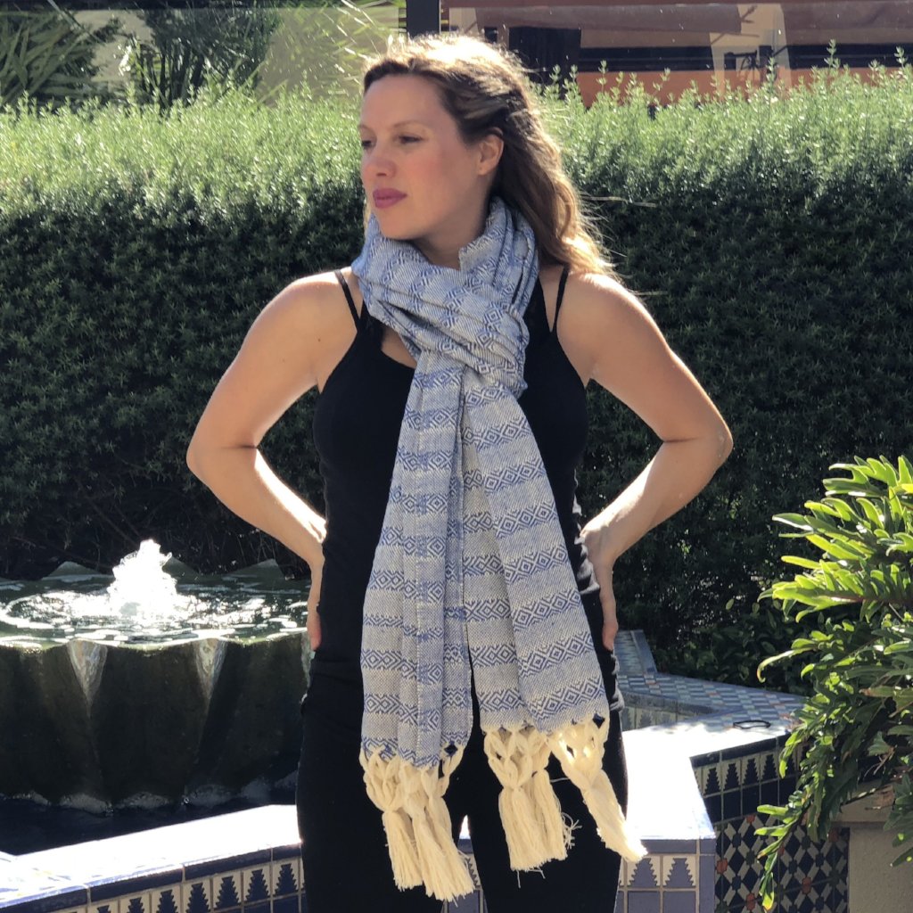 Mexican Rebozo Shawl - Ocean Waves - Lola My Love