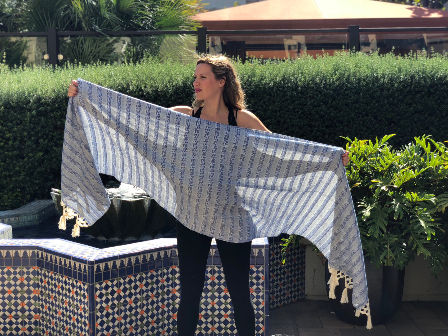 Mexican Rebozo Shawl - Ocean Waves - Lola My Love