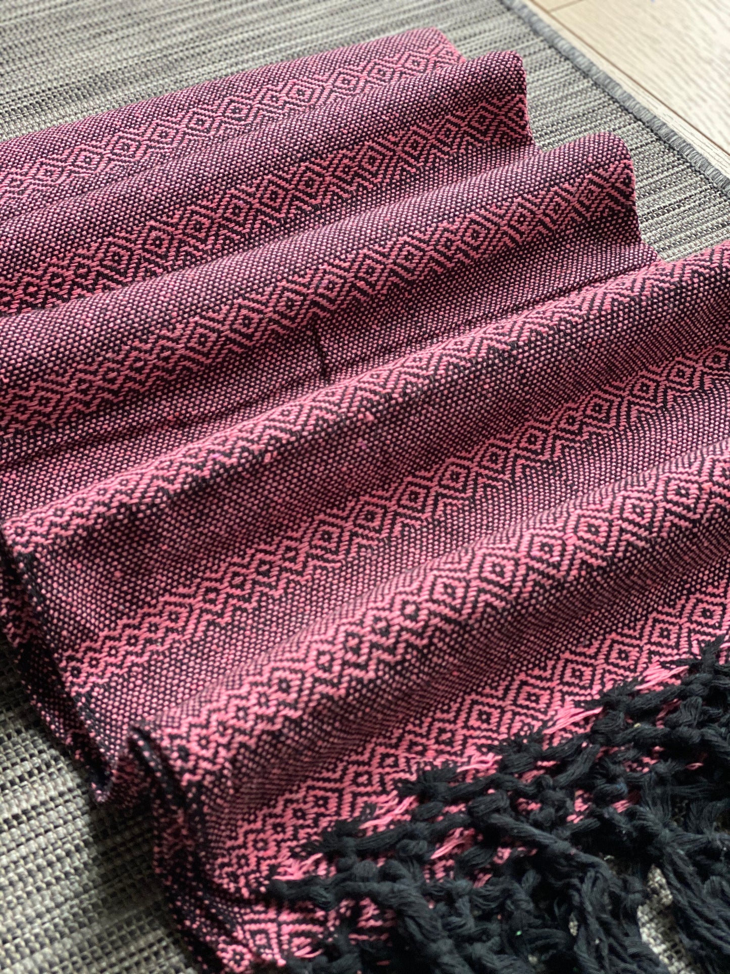 Mexican Rebozo Shawl - Light Pink & Black - Rebozo Shop Lola My Love