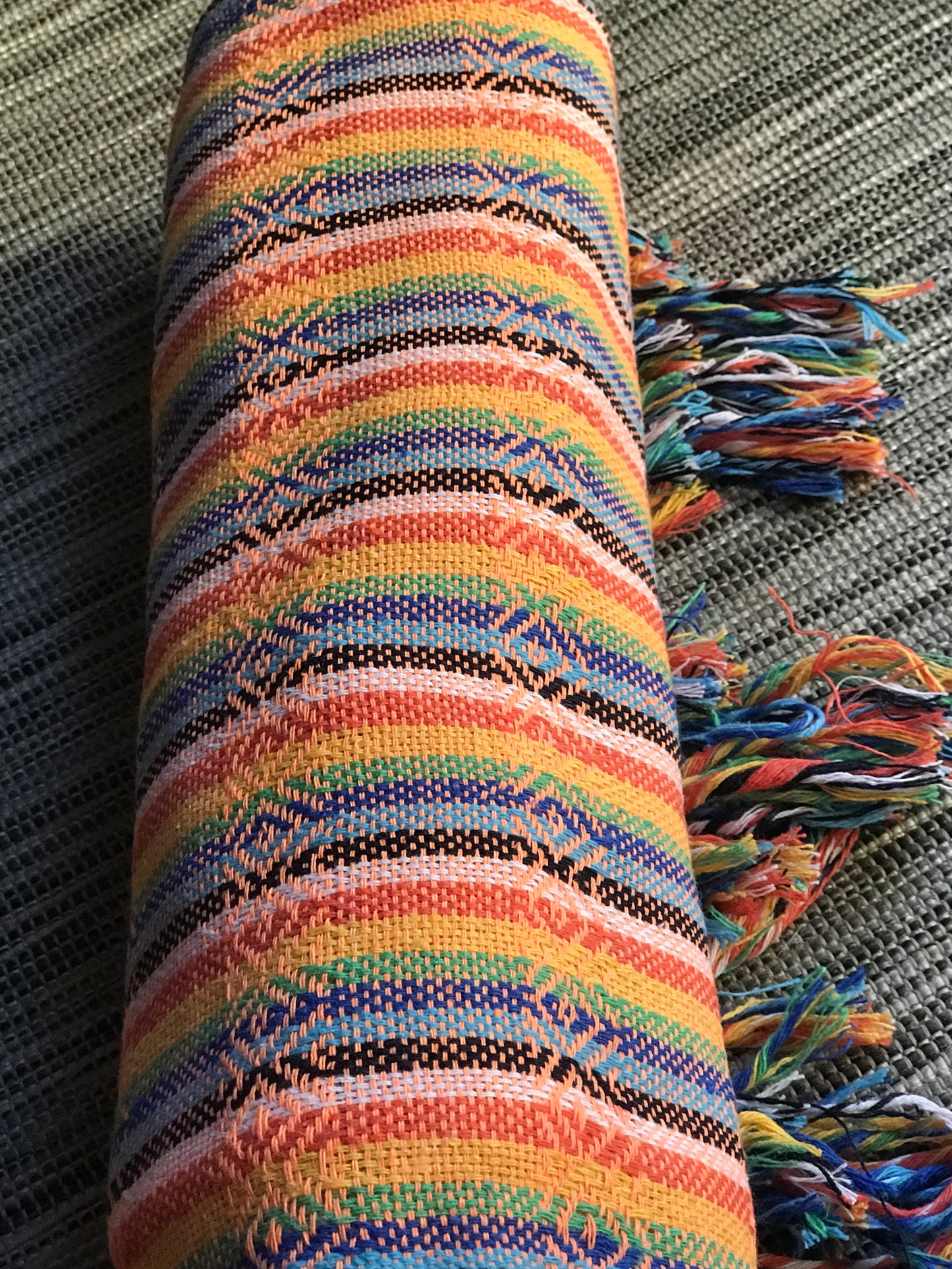 Mexican Rebozo Shawl - Bright Orange Rainbow - Lola My Love