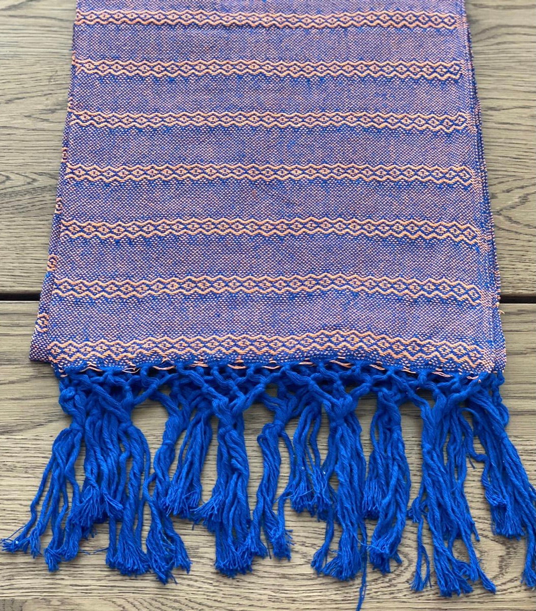 UNIQUE PIECE-Mexican Rebozo Shawl - Blue Salmon - Rebozo Shop Lola My Love