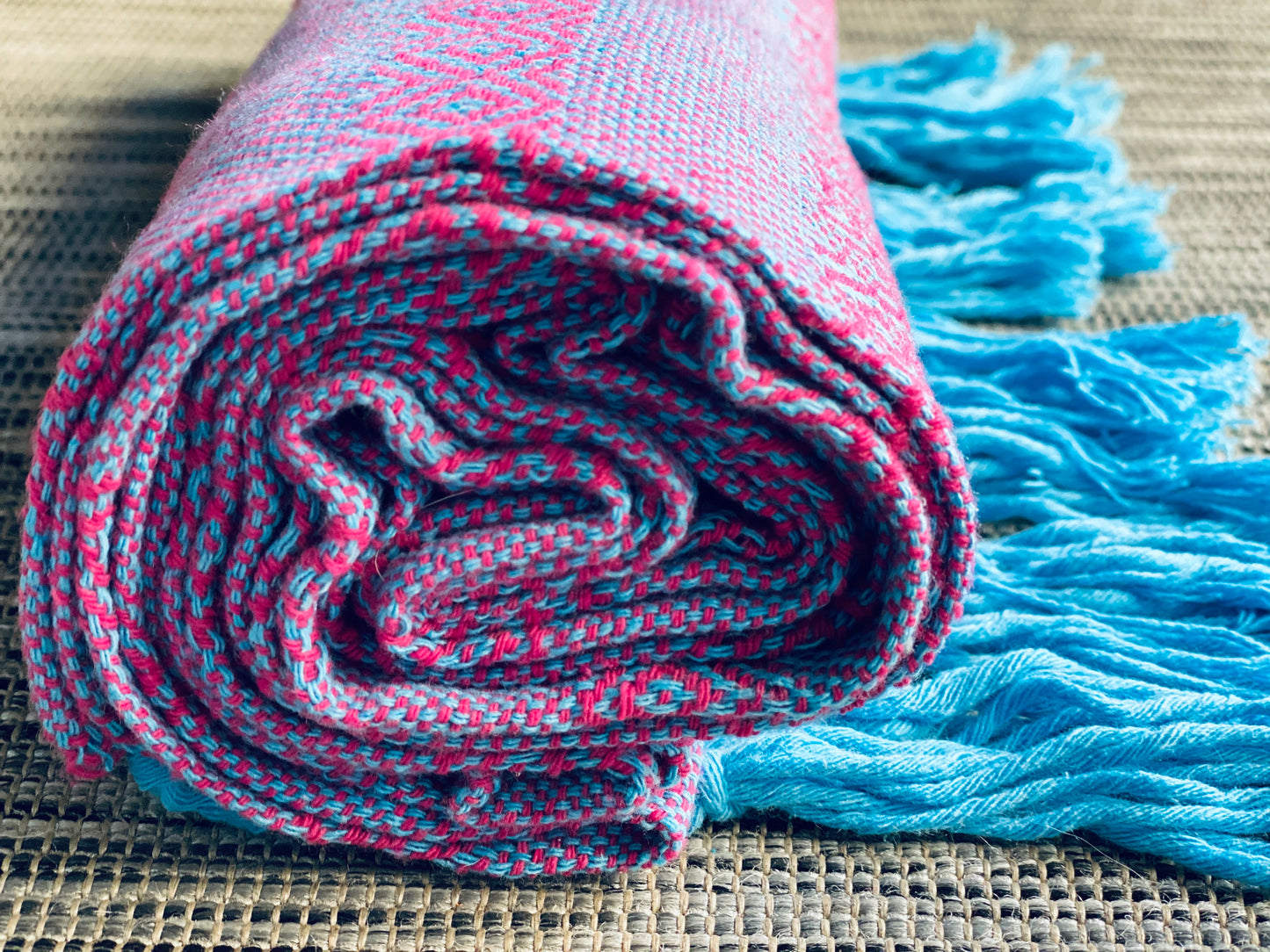 Mexican Rebozo Shawl - Pink Turquoise - Rebozo Shop Lola My Love