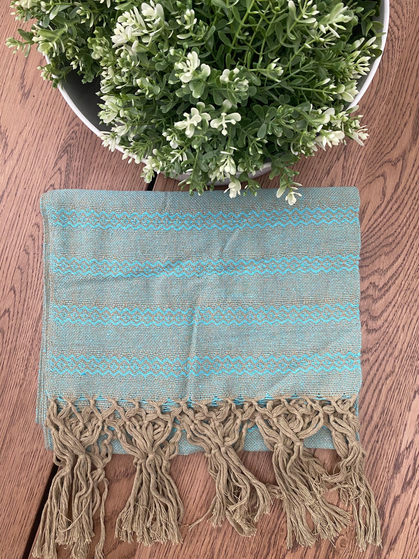 Mexican Rebozo Shawl - Aqua Gold - Rebozo Shop Lola My Love