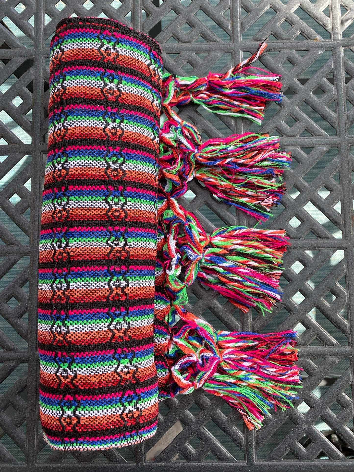 Mexican Cotton Rebozo & Baby Carrier - Coal Black Rainbow