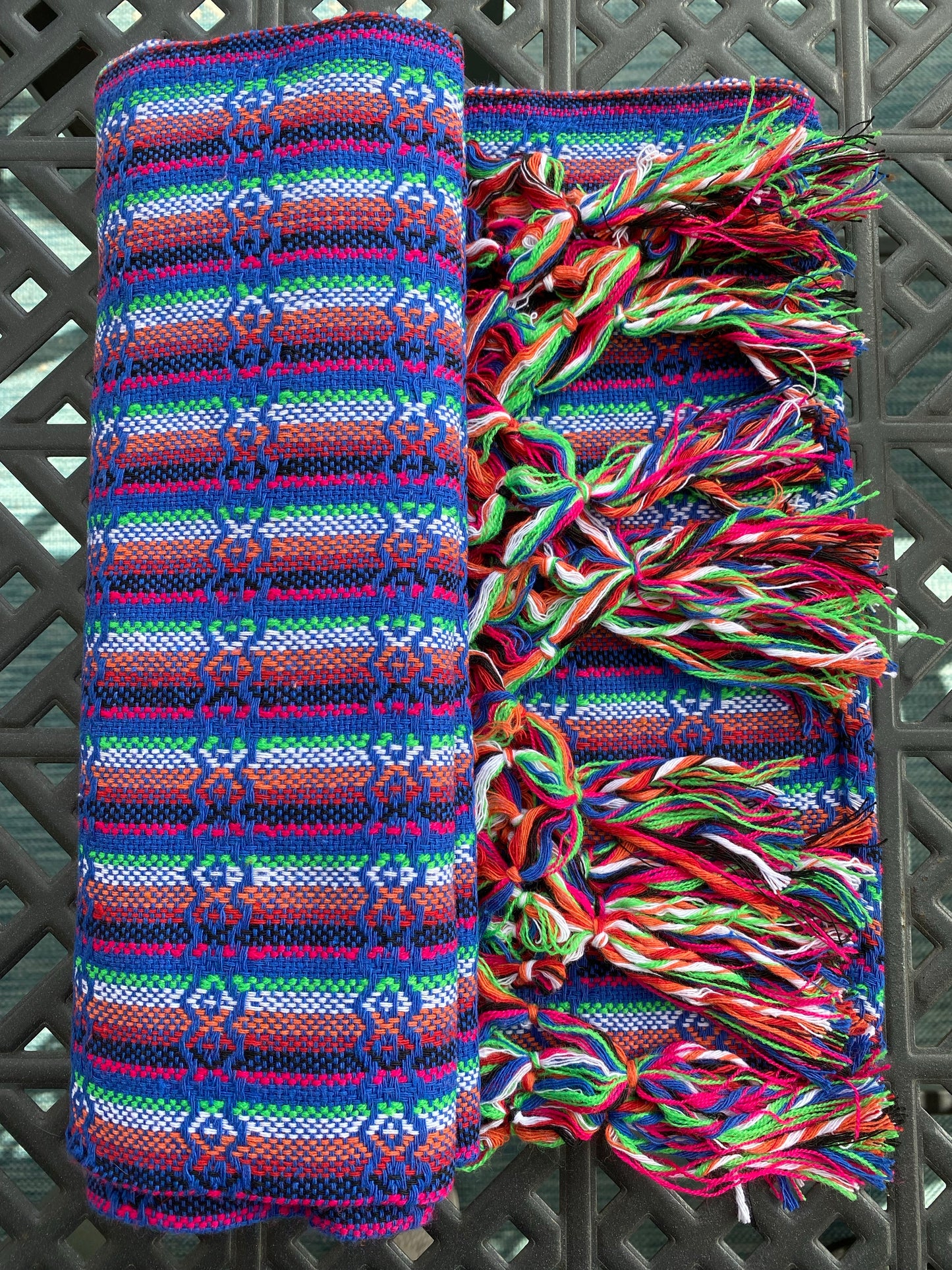 Mexican Cotton Rebozo & Baby Wrap - Lapis Rainbow