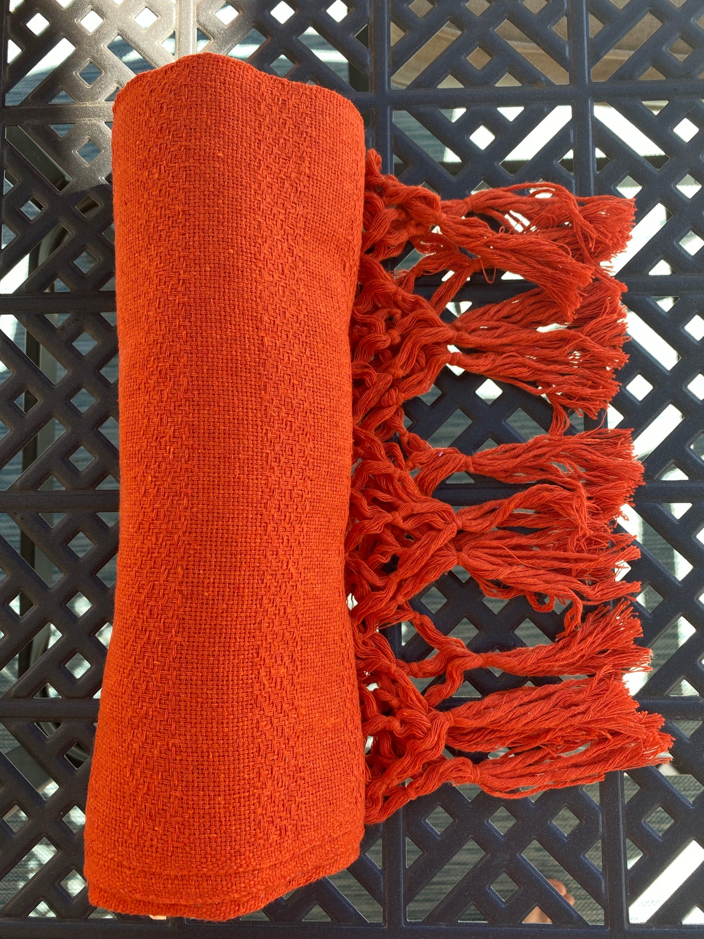 Mexican Rebozo Shawl - Orange Juicy - Lola My Love