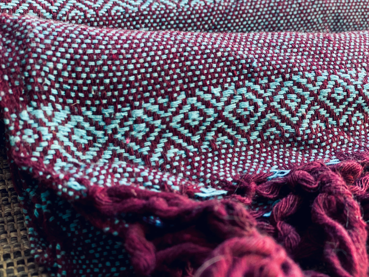 UNIQUE PIECE- Mexican Rebozo Shawl - Celeste Wine - Rebozo Shop Lola My Love