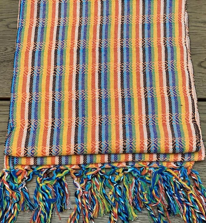 Mexican Rebozo Shawl - Bright Orange Rainbow - Lola My Love