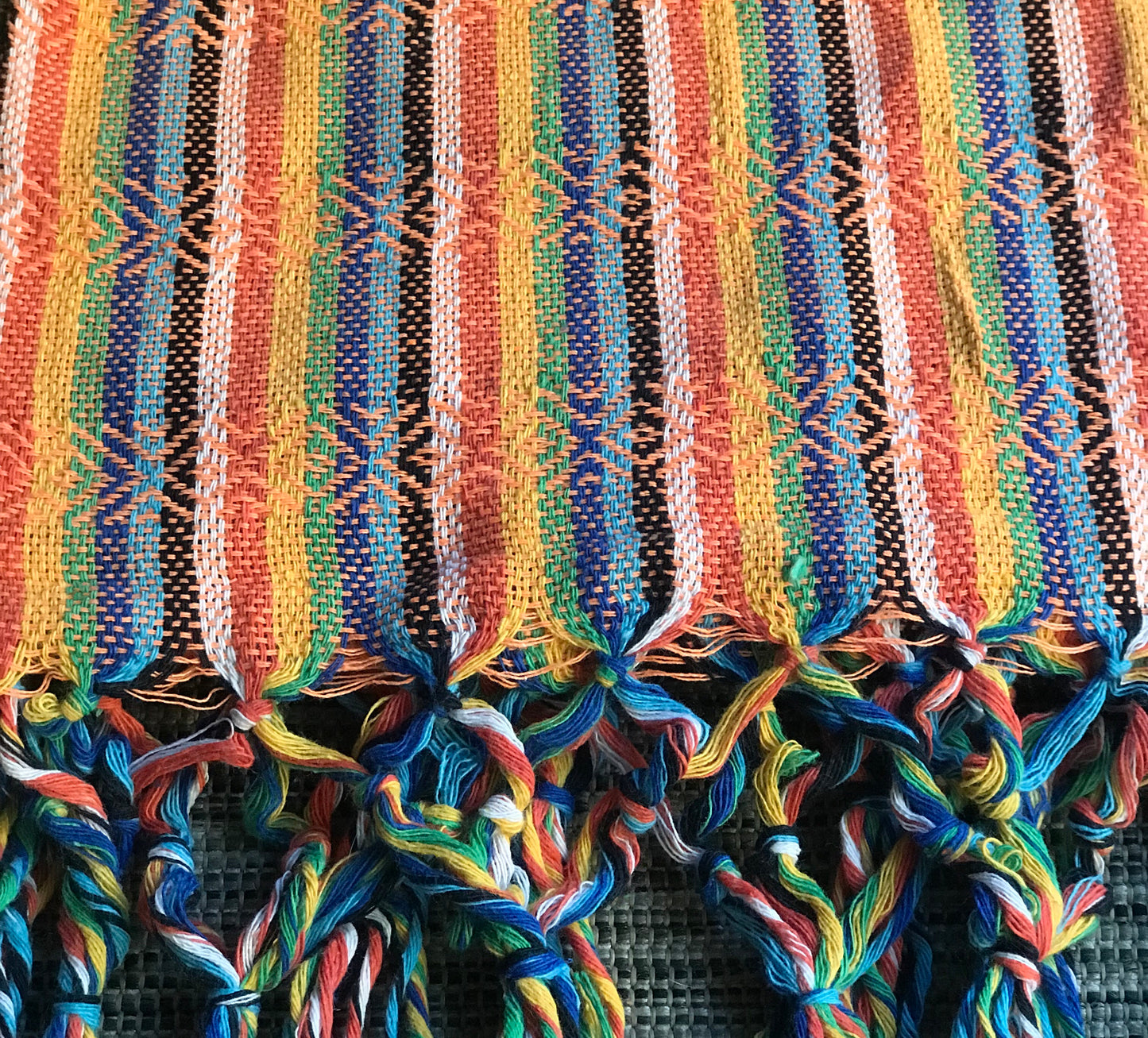 Mexican Rebozo Shawl - Bright Orange Rainbow - Lola My Love