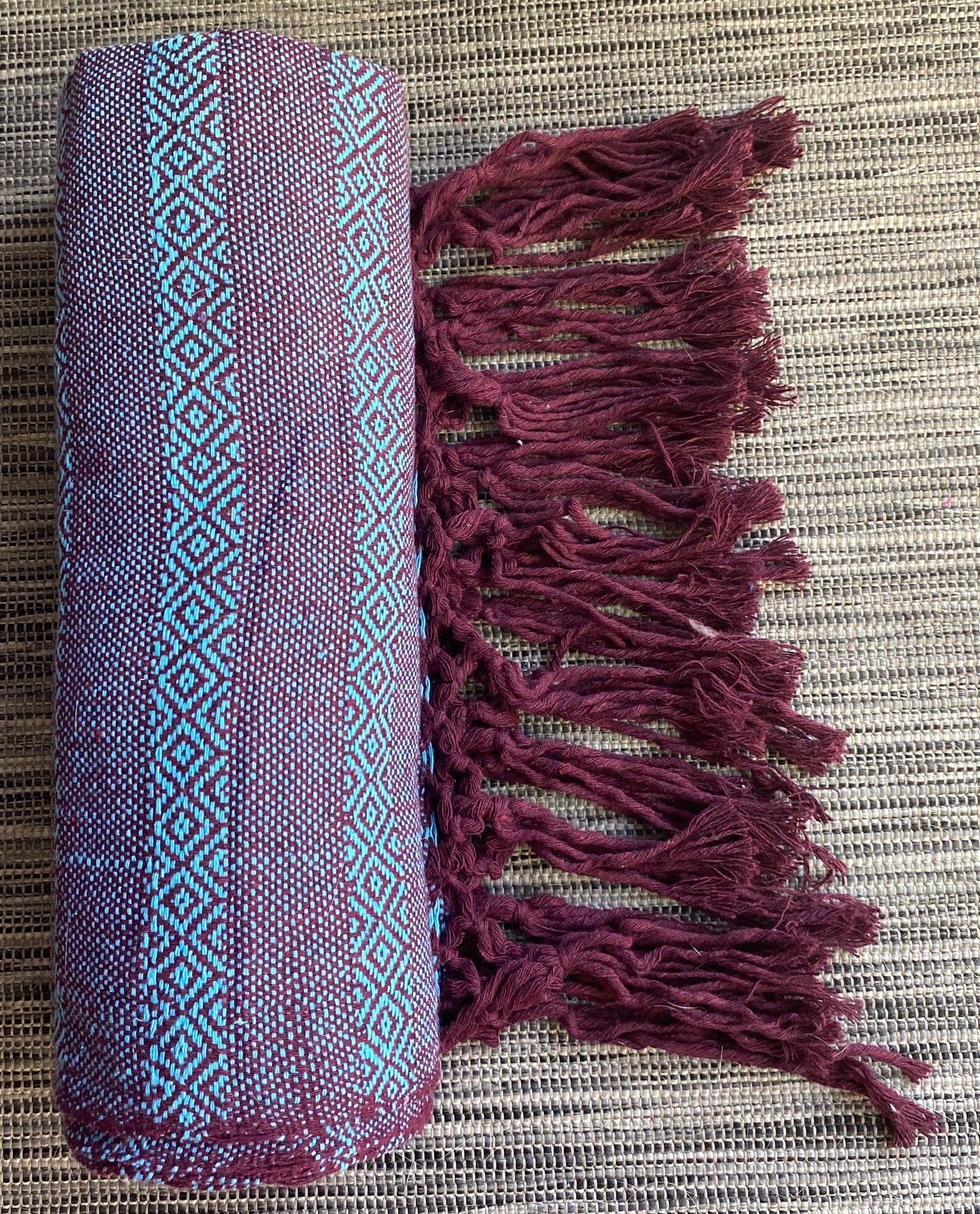 UNIQUE PIECE- Mexican Rebozo Shawl - Celeste Wine - Rebozo Shop Lola My Love
