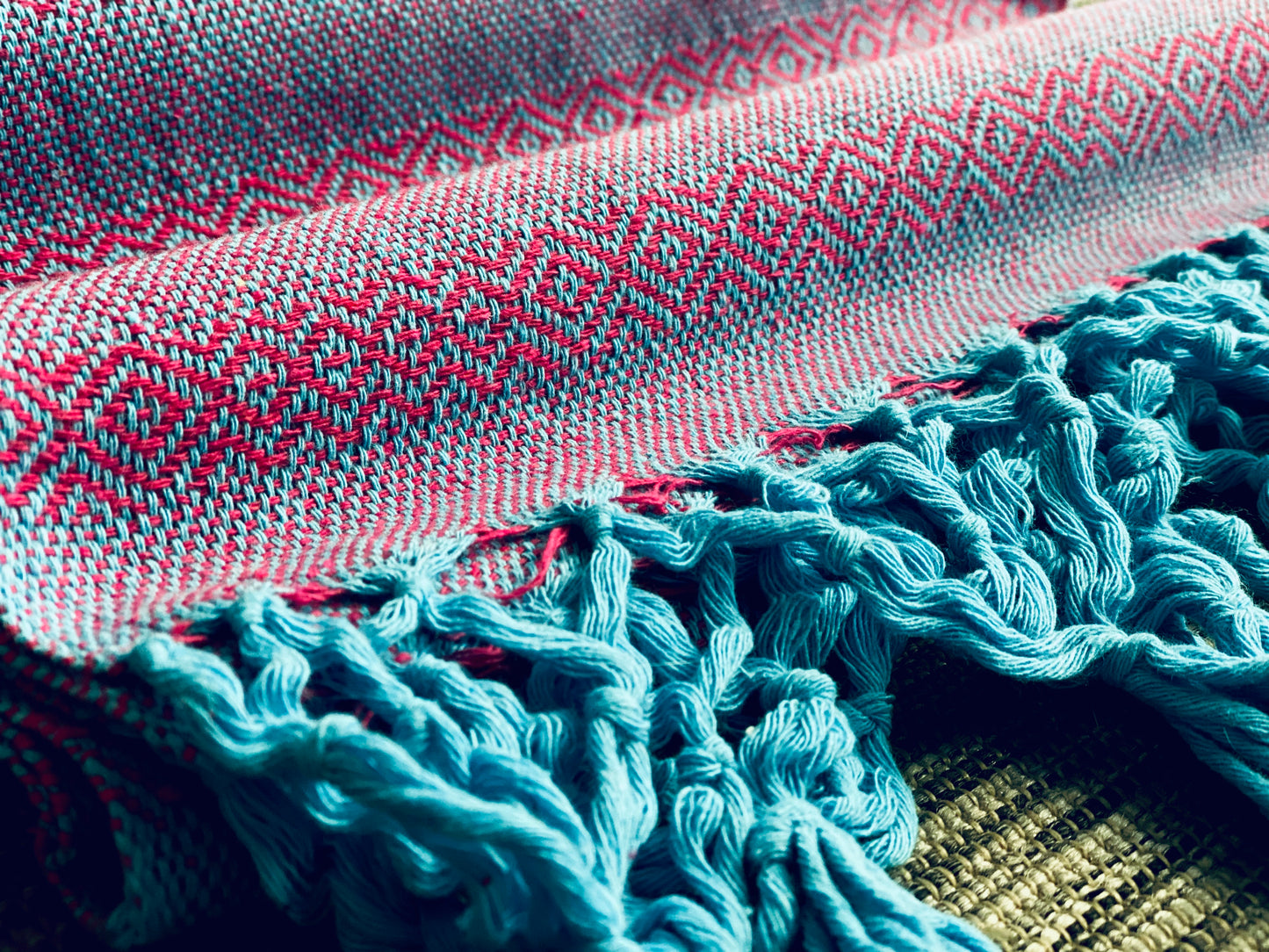 Mexican Rebozo Shawl - Pink Turquoise - Rebozo Shop Lola My Love