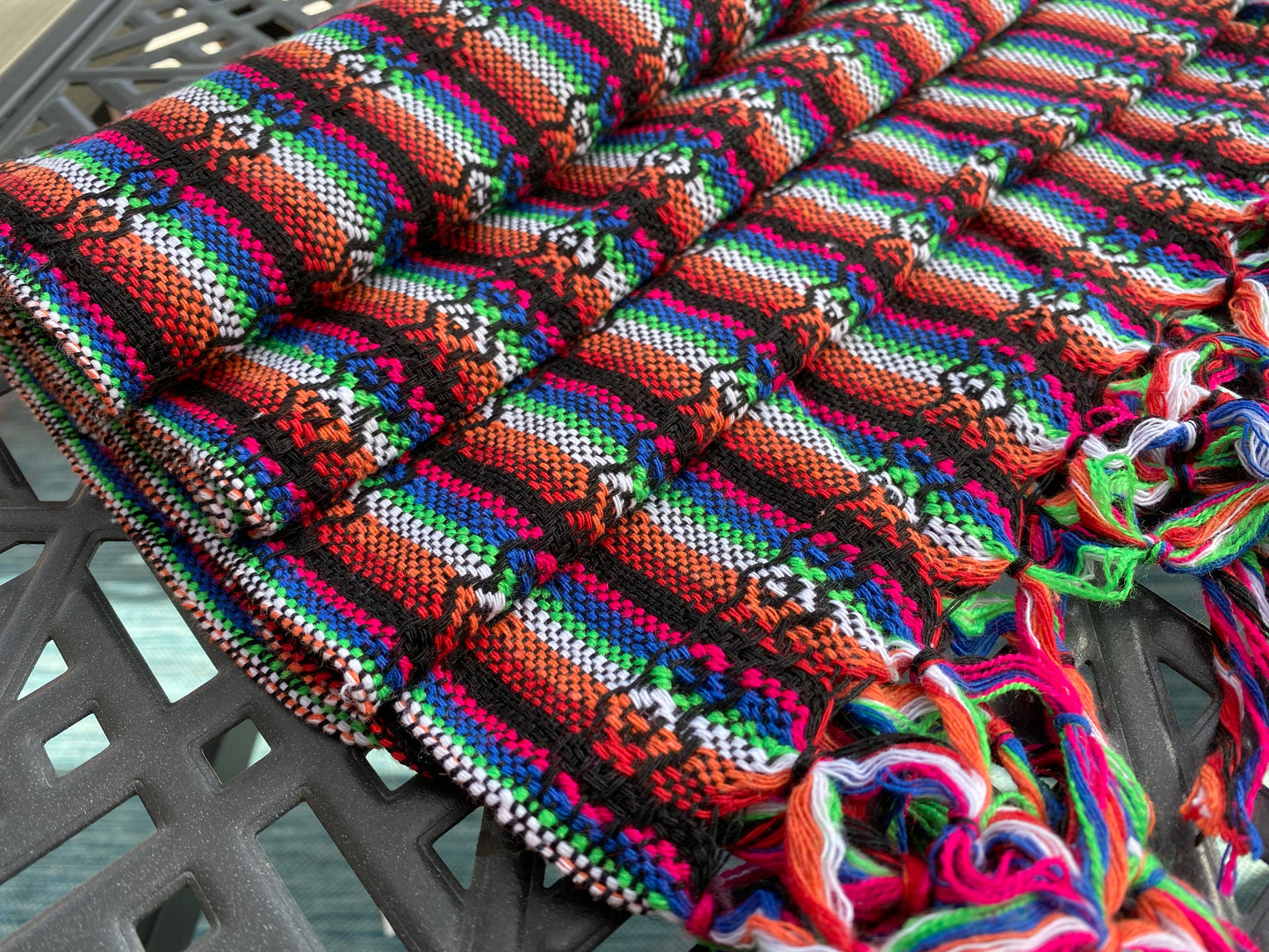 Mexican Cotton Rebozo & Baby Carrier - Coal Black Rainbow