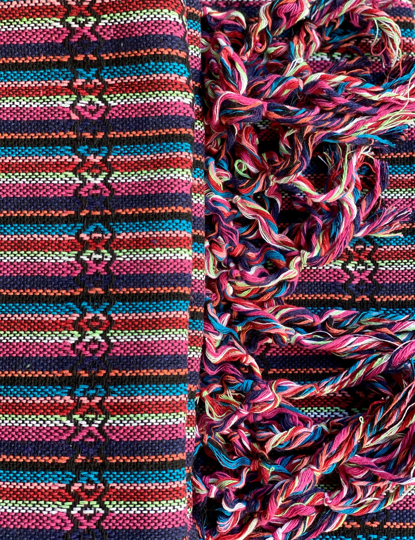 Mexican Rebozo Shawl - Coal Black Rainbow - Rebozo Shop Lola My Love