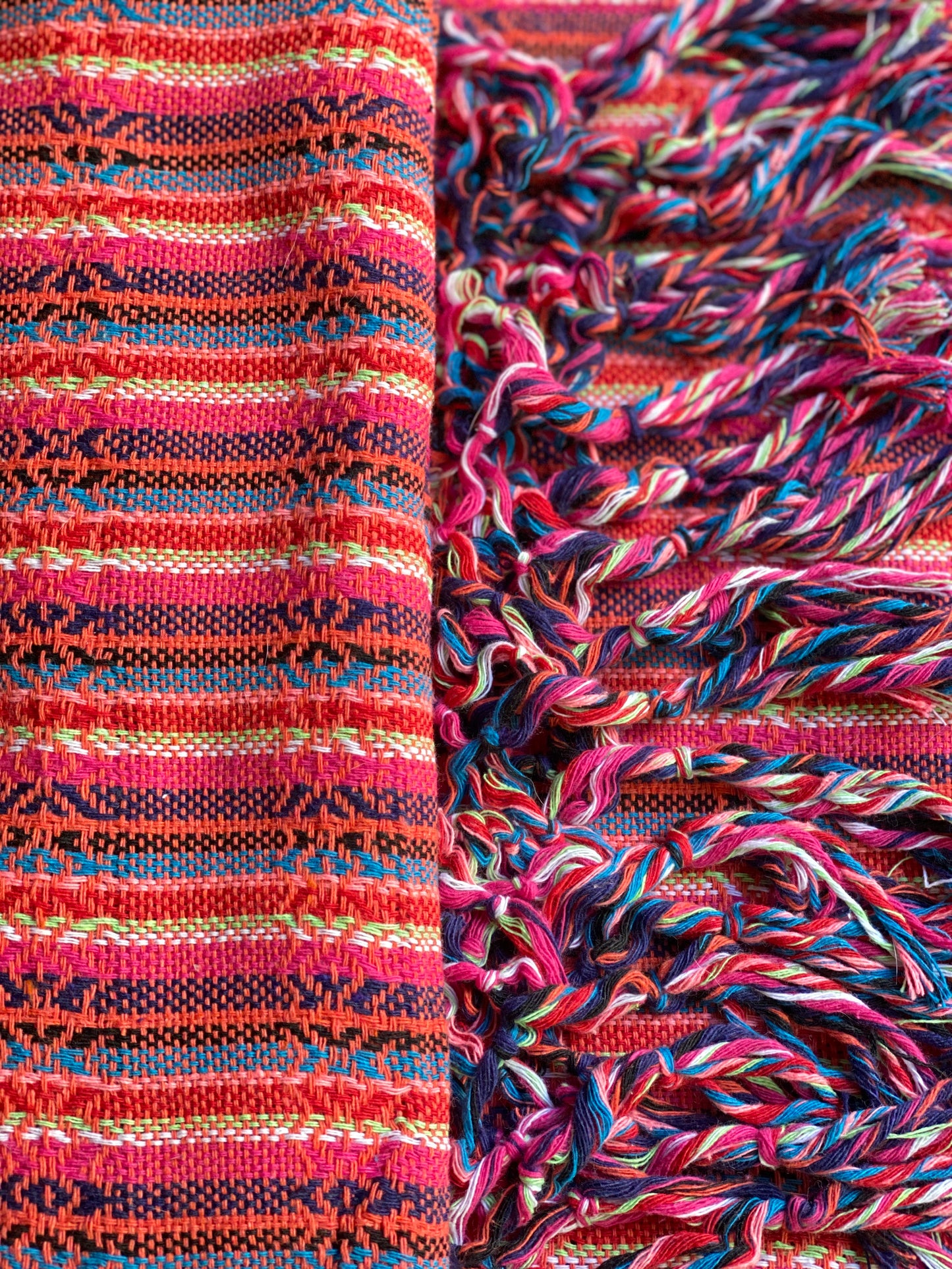 Mexican Rebozo Shawl - Coral Rainbow - Rebozo Shop Lola My Love