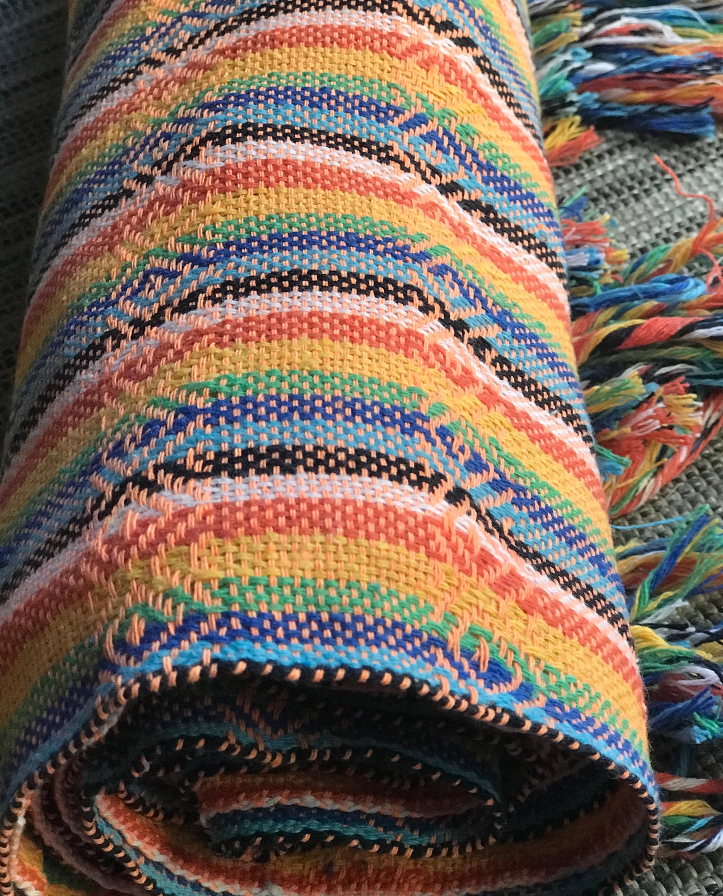 Mexican Rebozo Shawl - Bright Orange Rainbow - Lola My Love