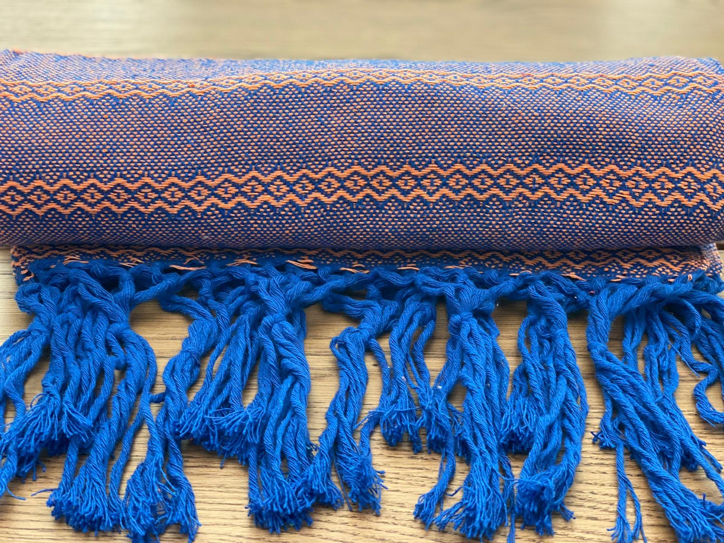 UNIQUE PIECE-Mexican Rebozo Shawl - Blue Salmon - Rebozo Shop Lola My Love