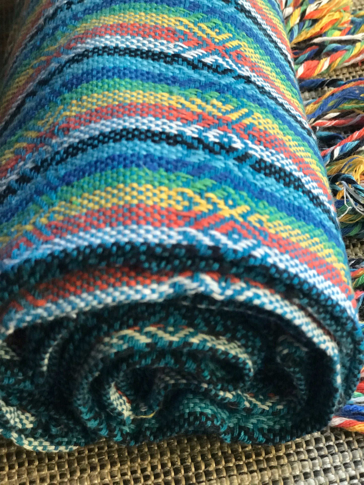 Mexican Rebozo Shawl - Blue Rainbow - Lola My Love