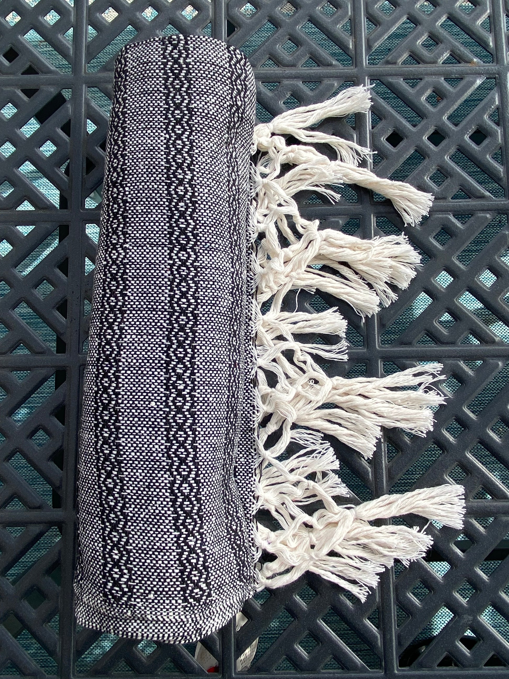 Mexican Rebozo Shawl - Black & White Embrace - Rebozo Shop Lola My Love