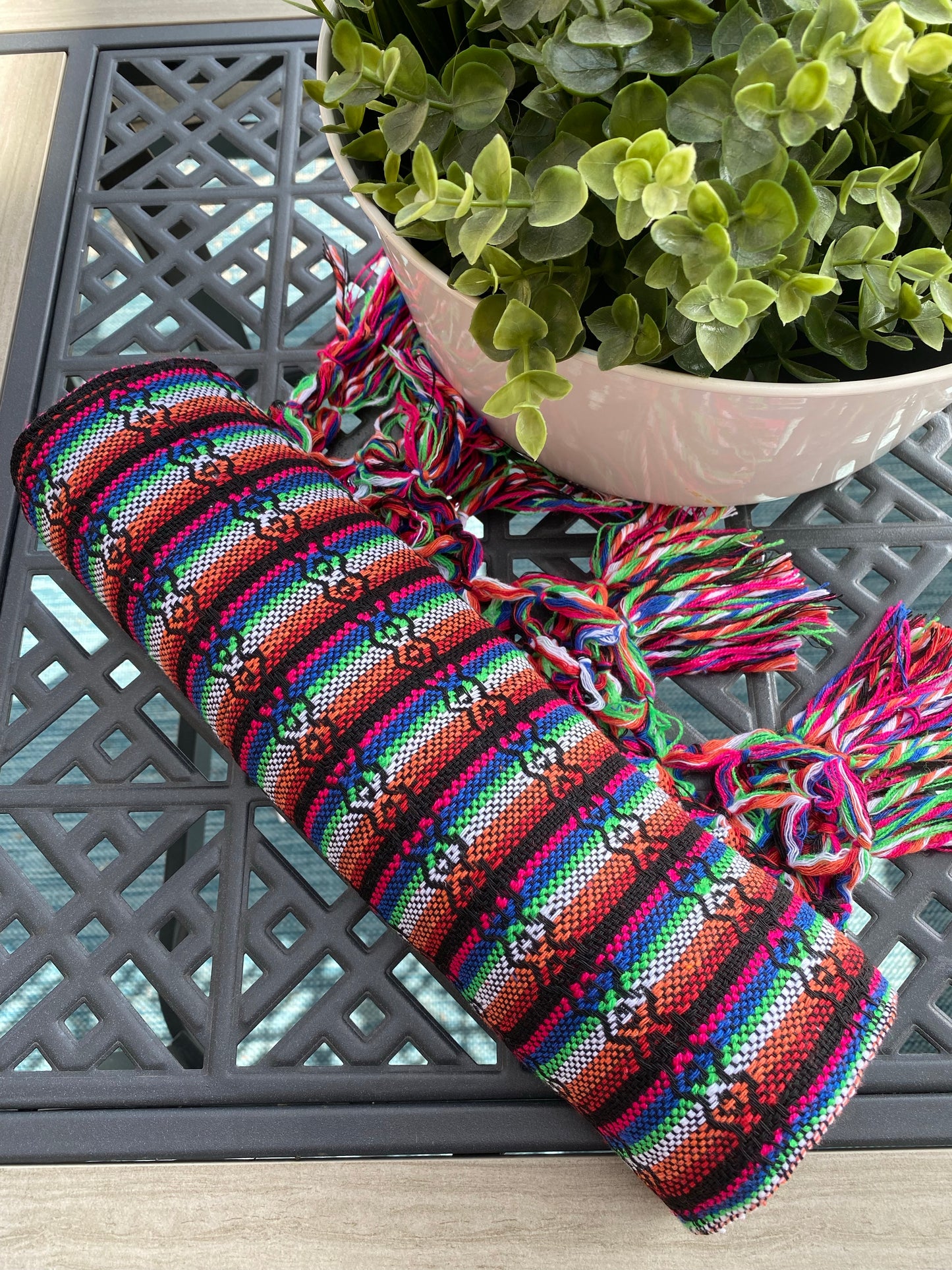 Mexican Cotton Rebozo & Baby Carrier - Coal Black Rainbow