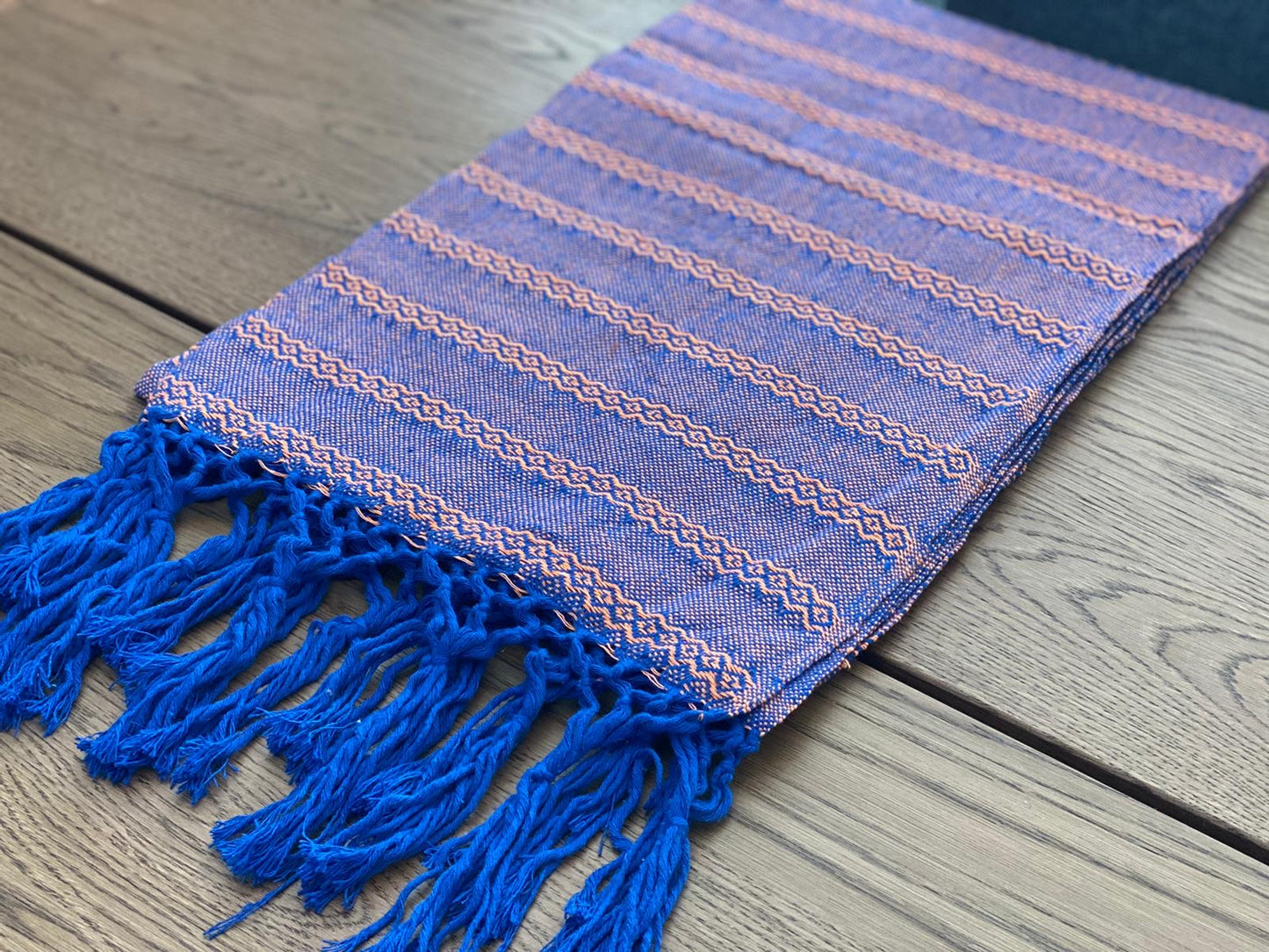 UNIQUE PIECE-Mexican Rebozo Shawl - Blue Salmon - Rebozo Shop Lola My Love