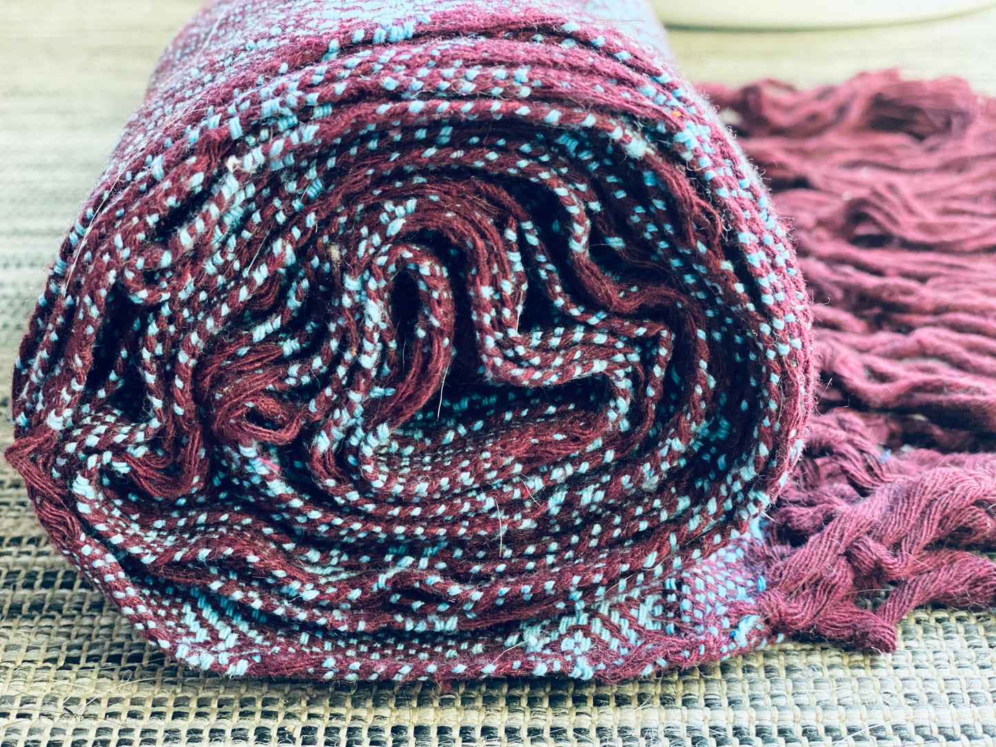 UNIQUE PIECE- Mexican Rebozo Shawl - Celeste Wine - Rebozo Shop Lola My Love
