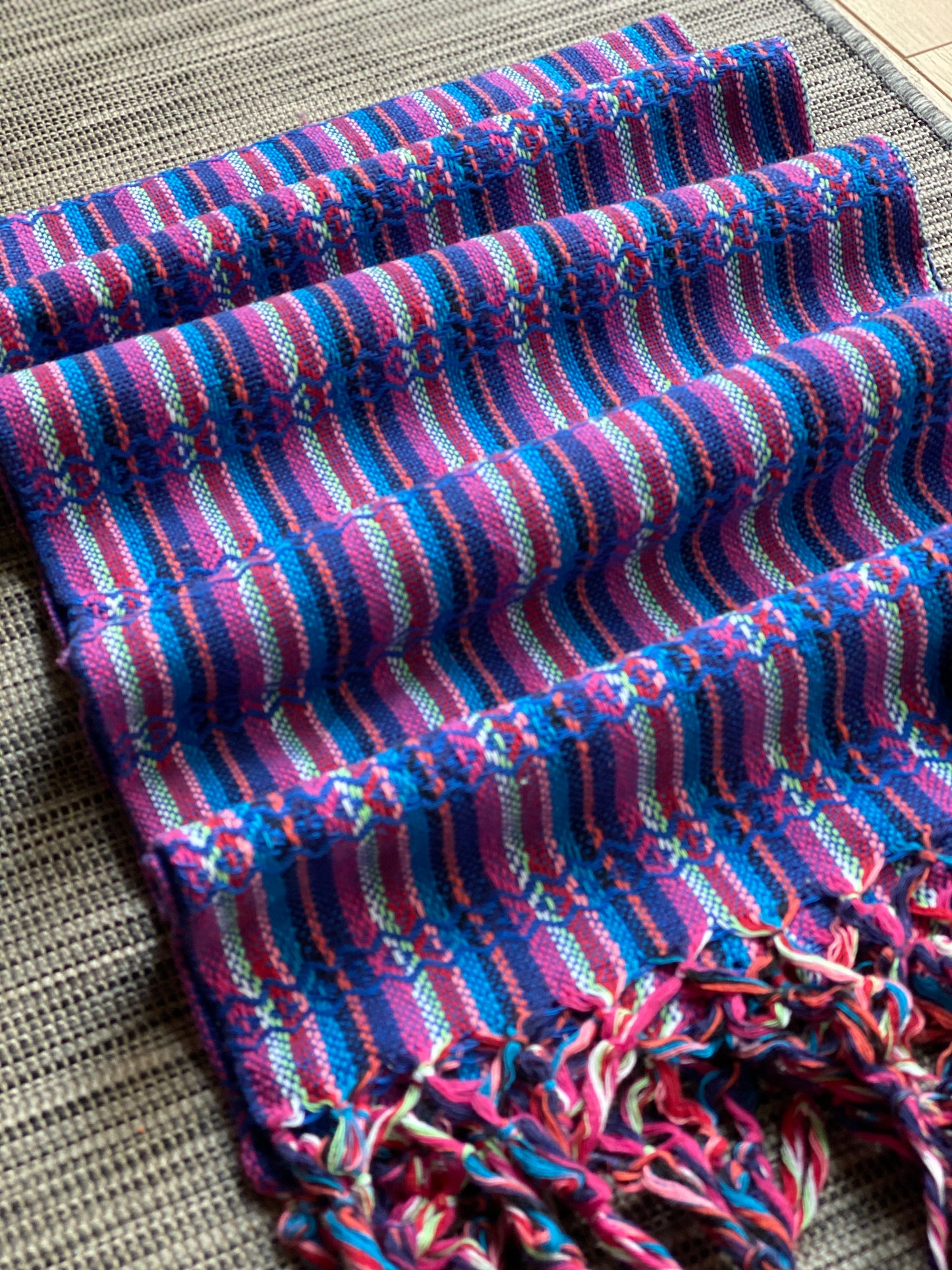 Mexican Rebozo Shawl - Lapis Rainbow - Rebozo Shop Lola My Love