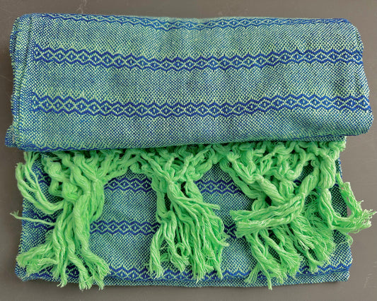 Mexican Cotton Rebozo & Baby Wrap - Neon Green Ocean