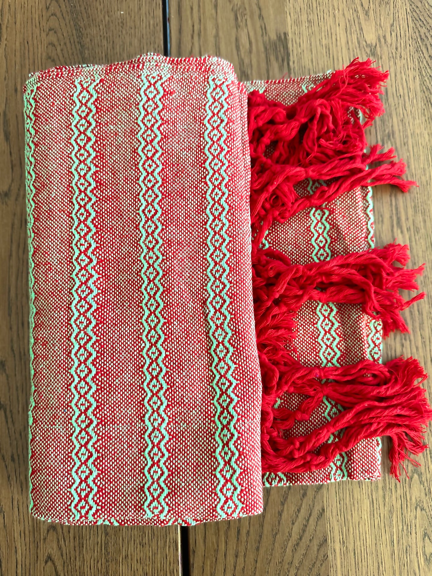 Mexican Cotton Rebozo & Baby Wrap - Scarlet Lime