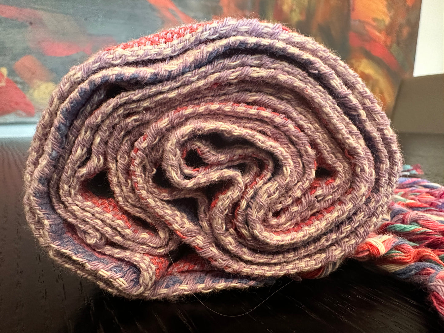 UNIQUE PIECE -Mexican Cotton Rebozo & Baby Wrap - Lilac Rainbow