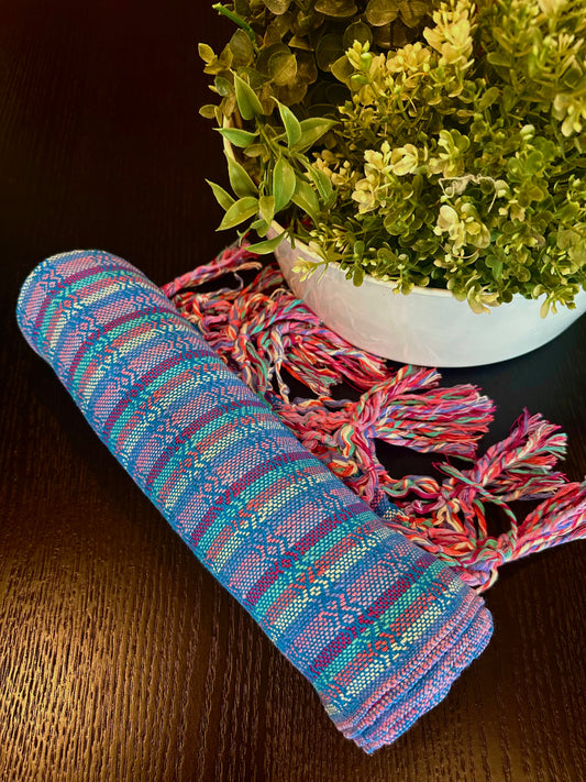 UNIQUE PIECE -Mexican Cotton Rebozo & Baby Wrap - Harmony Rainbow