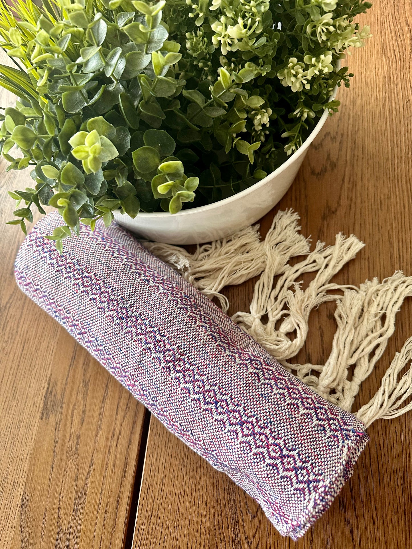 Châle et porte-bébé Rebozo en coton mexicain - Red Earth White Sage