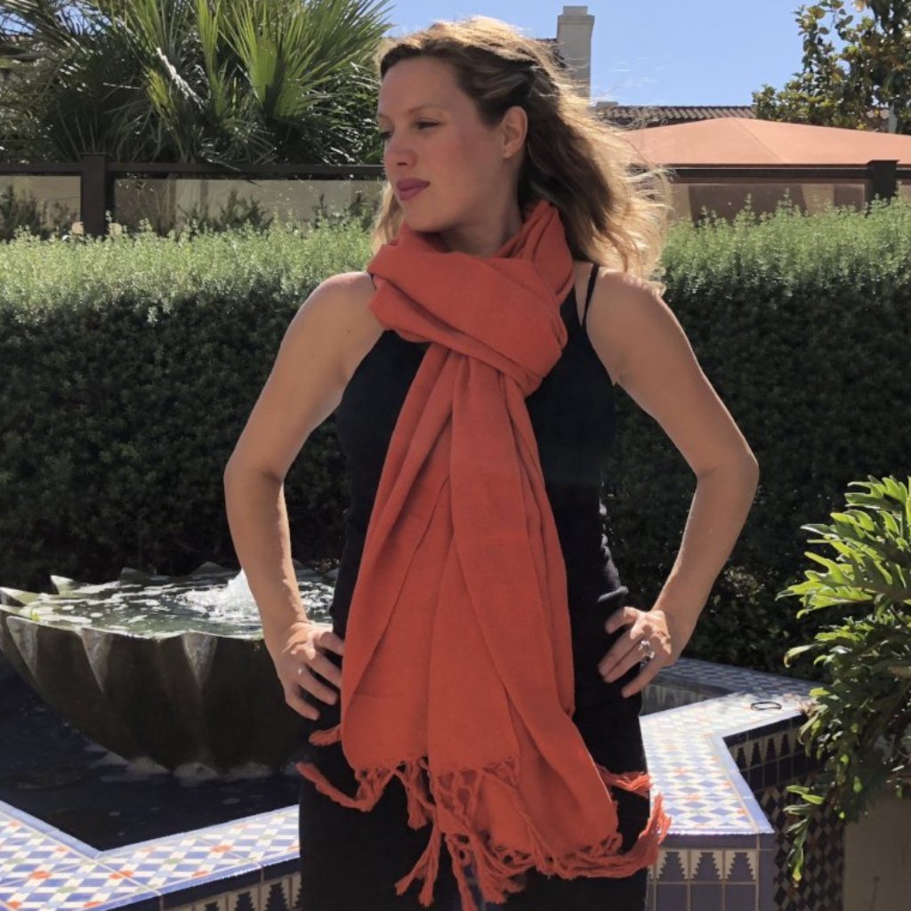 Mexican Rebozo Shawl - Orange Juicy - Lola My Love