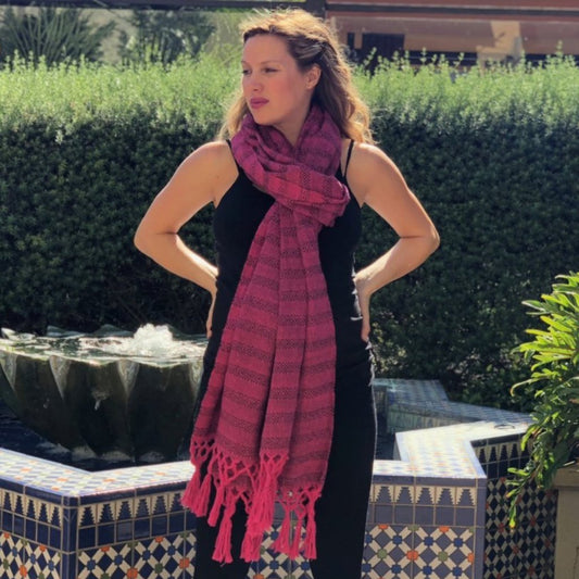 Mexican Rebozo Shawl - Strawberry Fields - Lola My Love