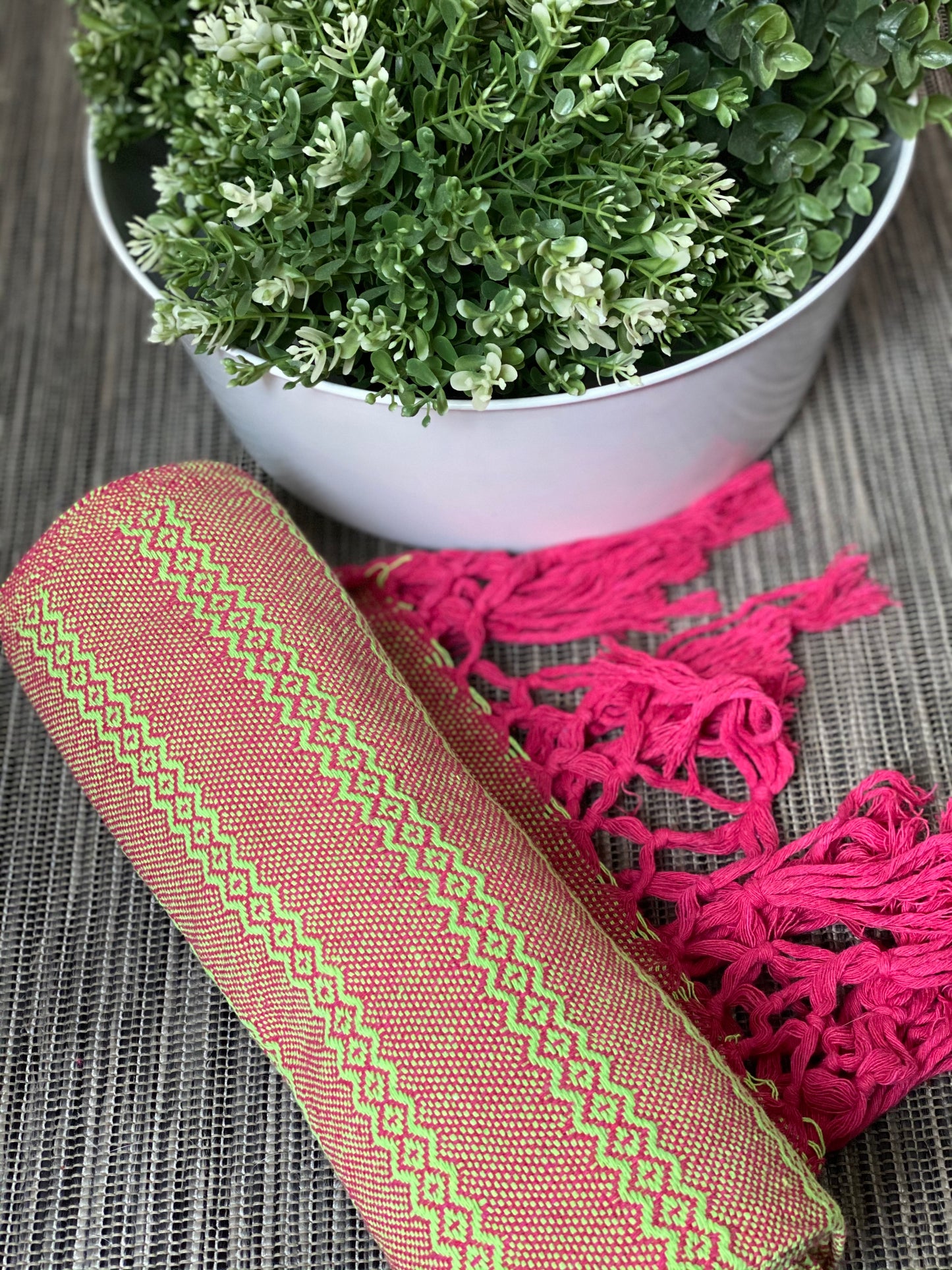 Mexican Rebozo Shawl - Strawberry & Lime - Rebozo Shop Lola My Love