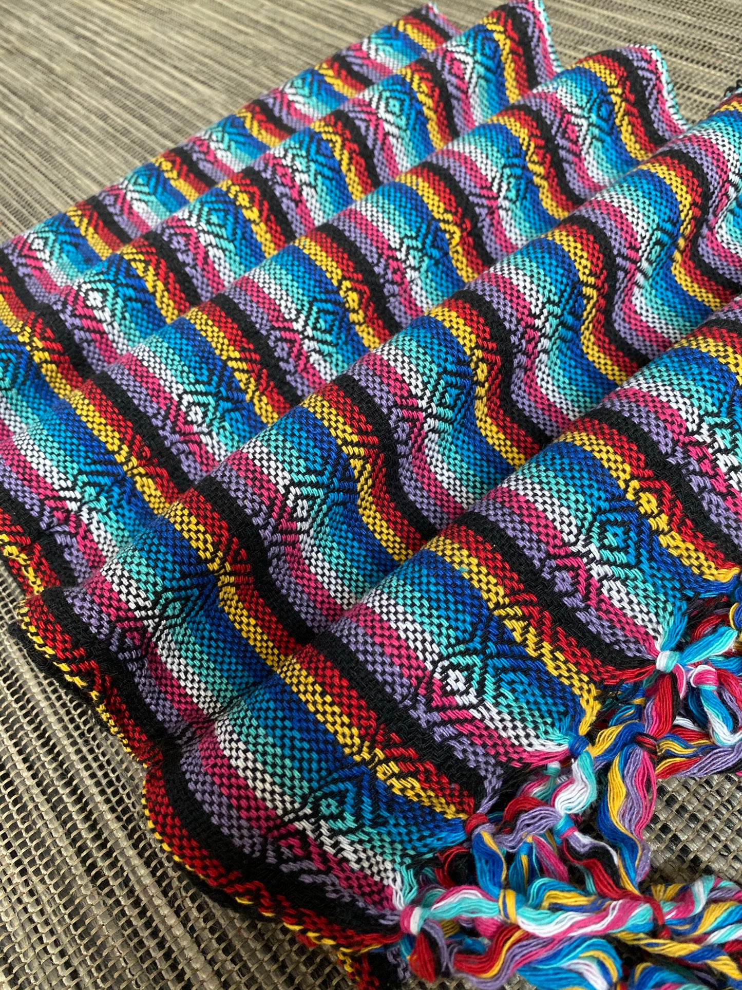 Mexican Rebozo Shawl - Dark Rainbow - Rebozo Shop Lola My Love