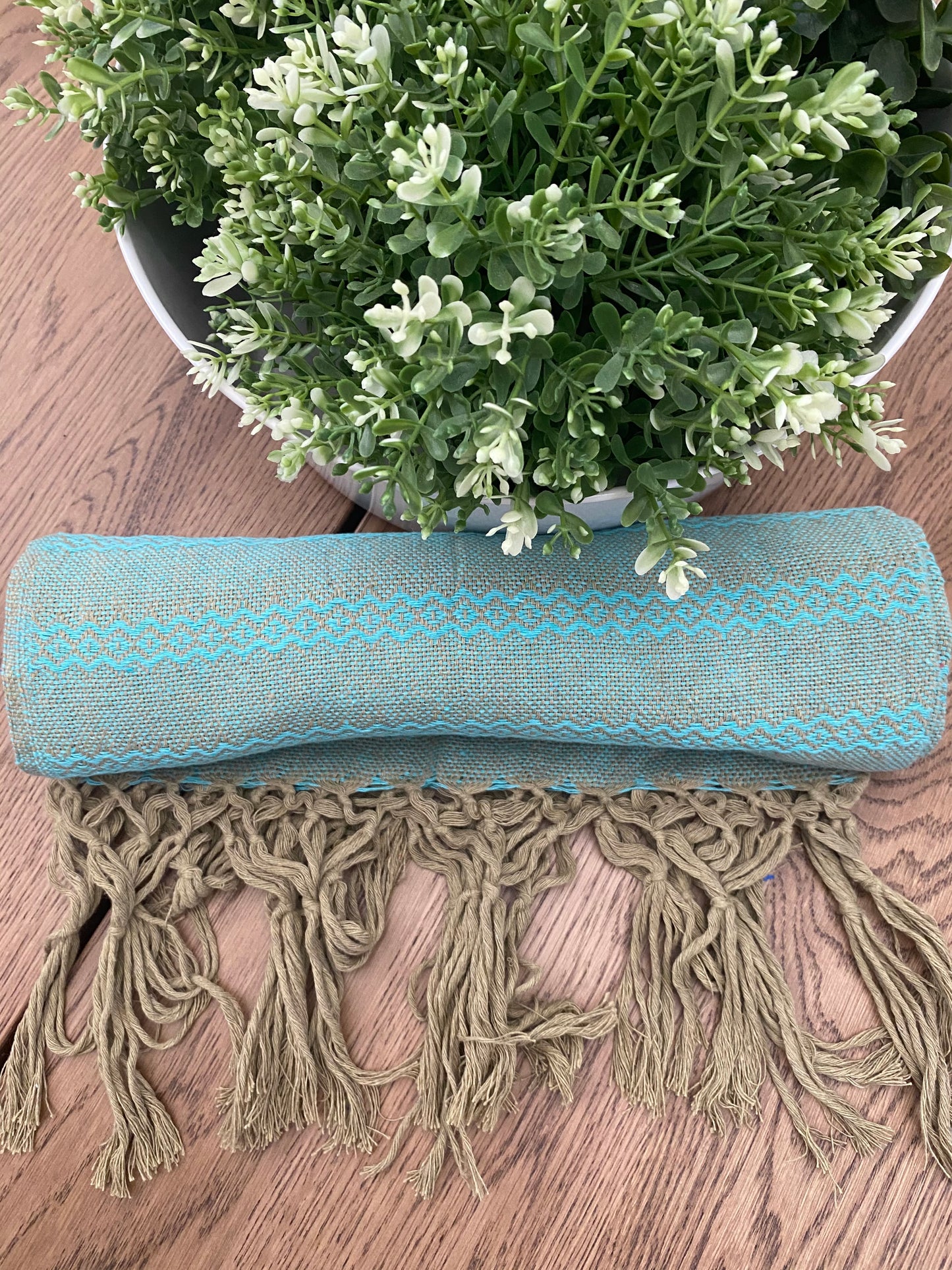 Mexican Rebozo Shawl - Aqua Gold - Rebozo Shop Lola My Love