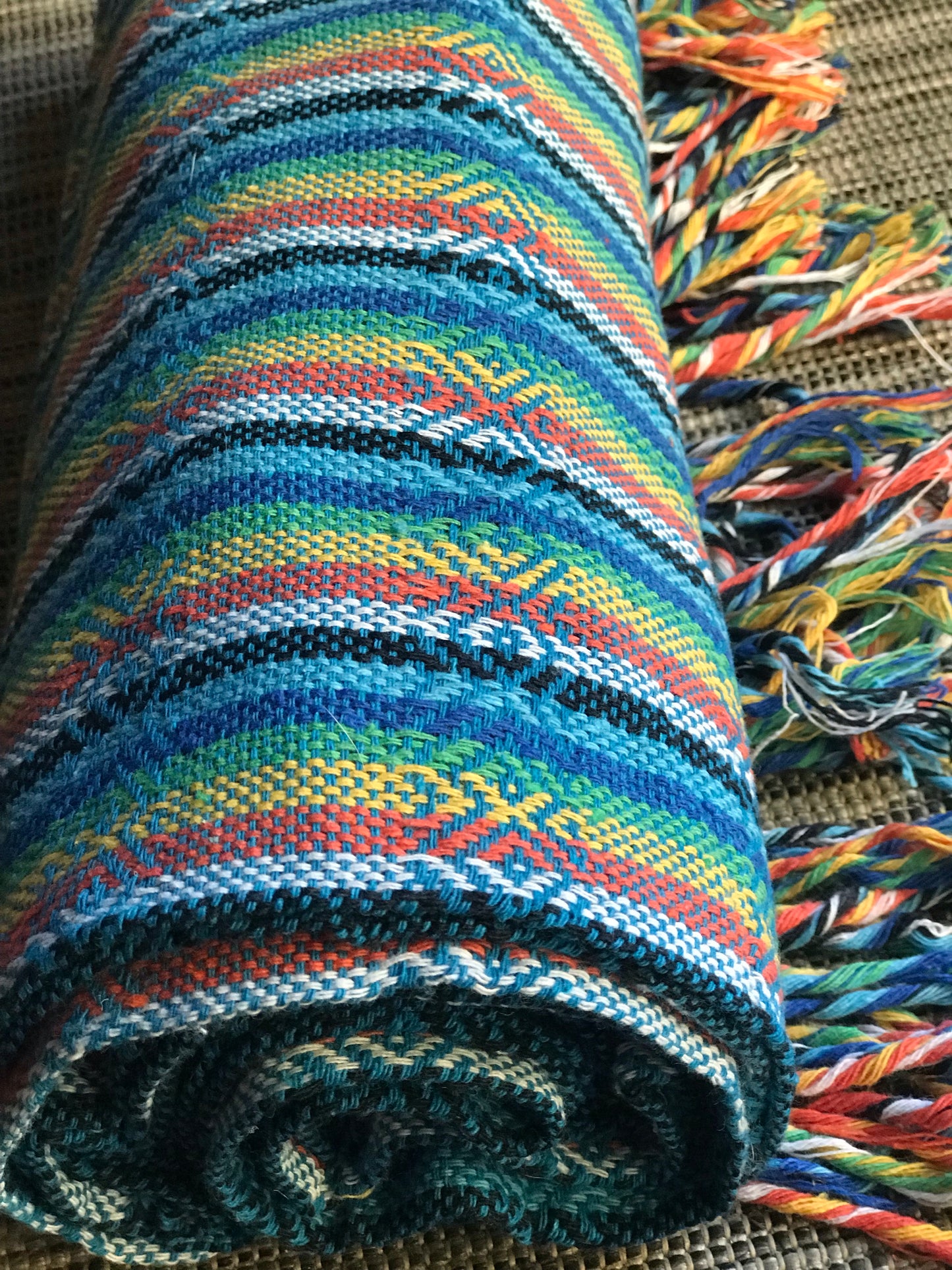Mexican Rebozo Shawl - Blue Rainbow - Lola My Love