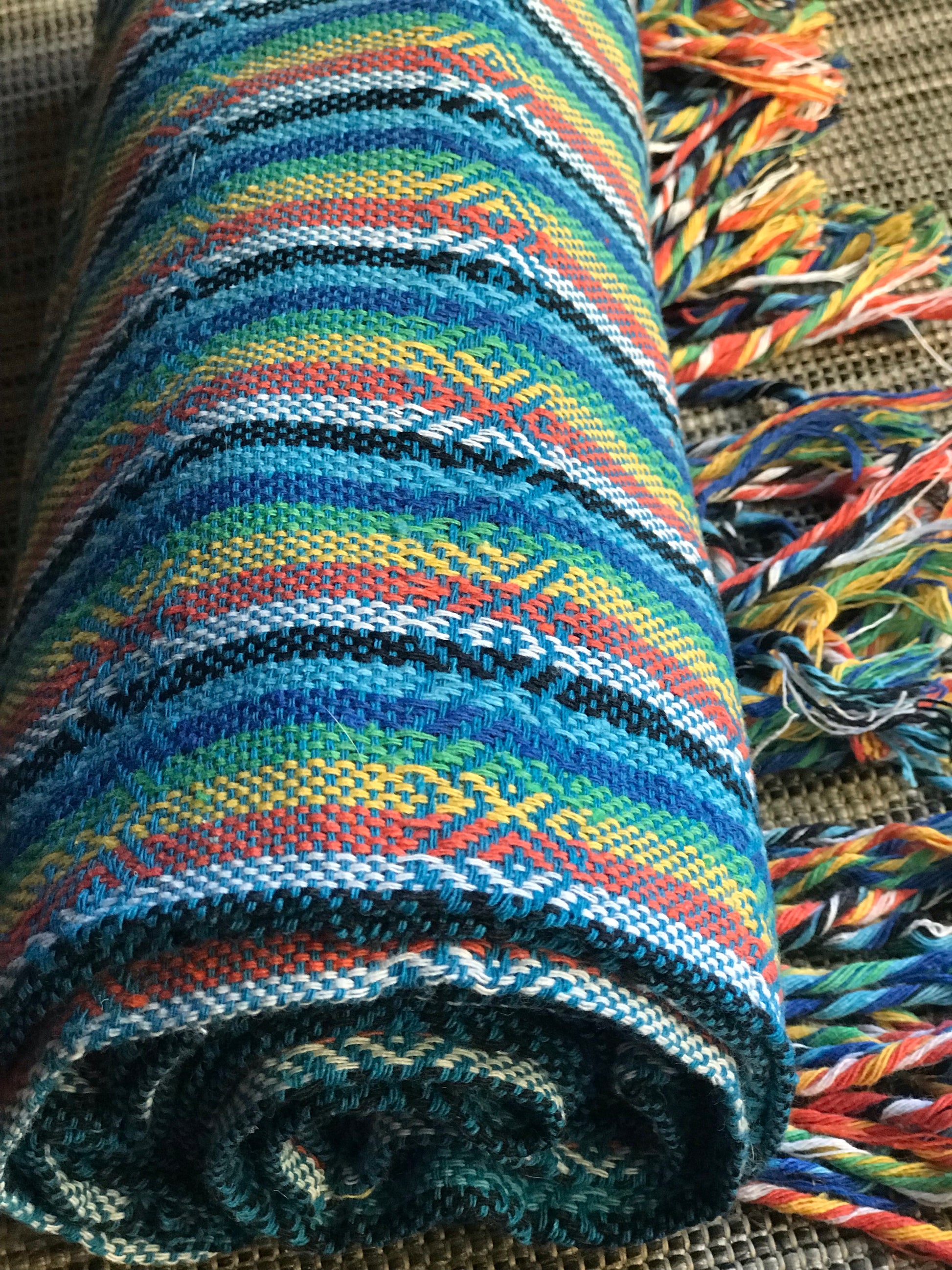 Mexican Rebozo Shawl - Blue Rainbow - Lola My Love
