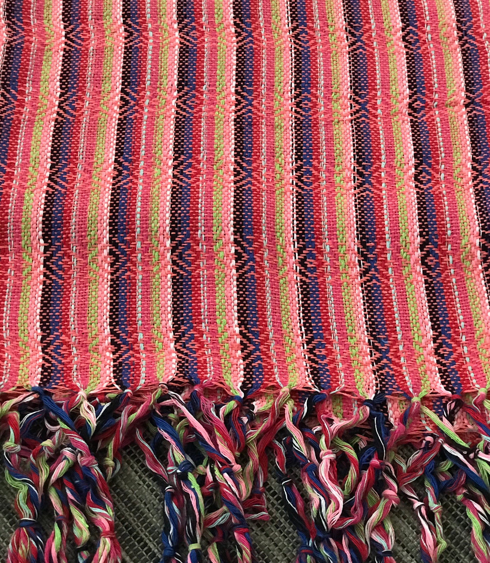 Mexican Rebozo Shawl - Light Pink Flowers Rainbow - Lola My Love