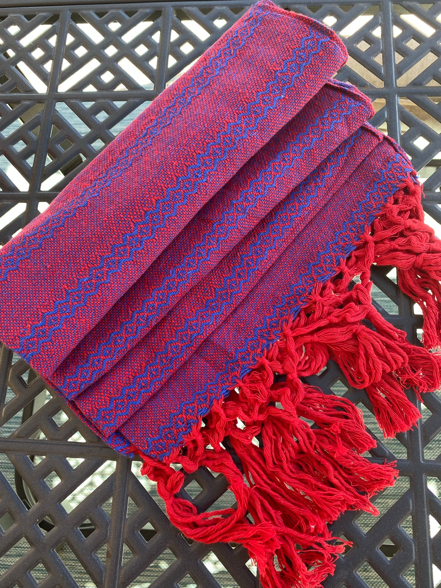 Mexican Rebozo Shawl - Red & Blue - Rebozo Shop Lola My Love