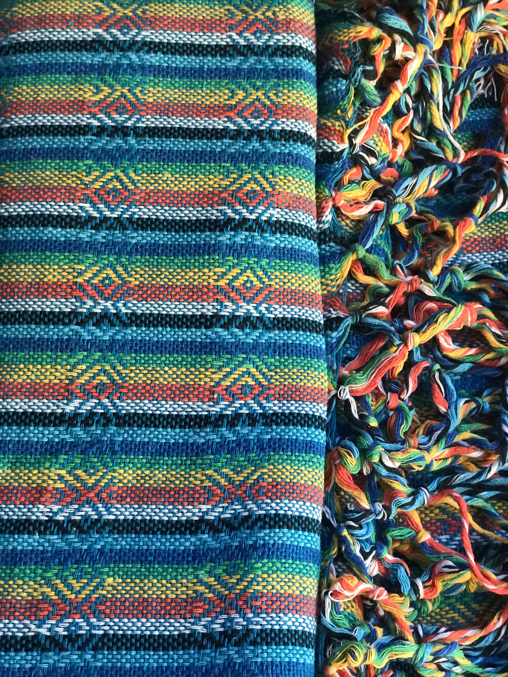 Mexican Rebozo Shawl - Blue Rainbow - Lola My Love