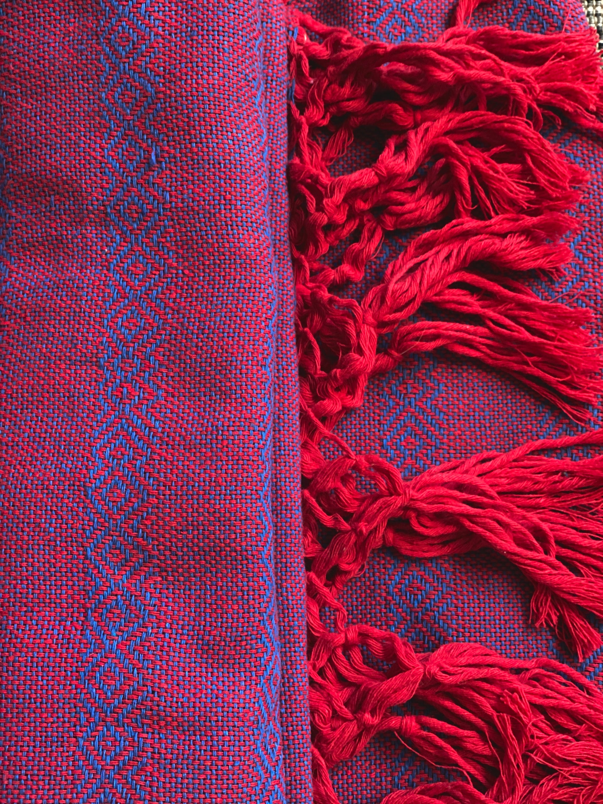 Mexican Rebozo Shawl - Red & Blue - Rebozo Shop Lola My Love