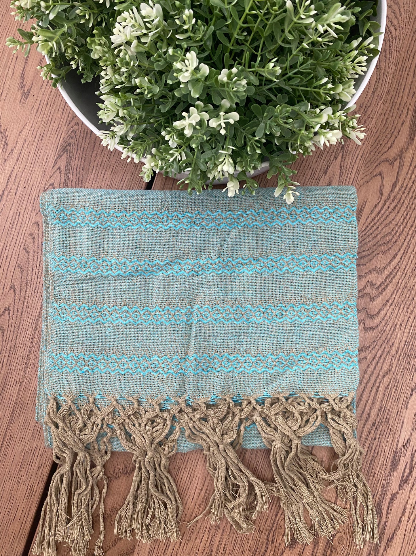 Mexican Rebozo Shawl - Aqua Gold - Rebozo Shop Lola My Love