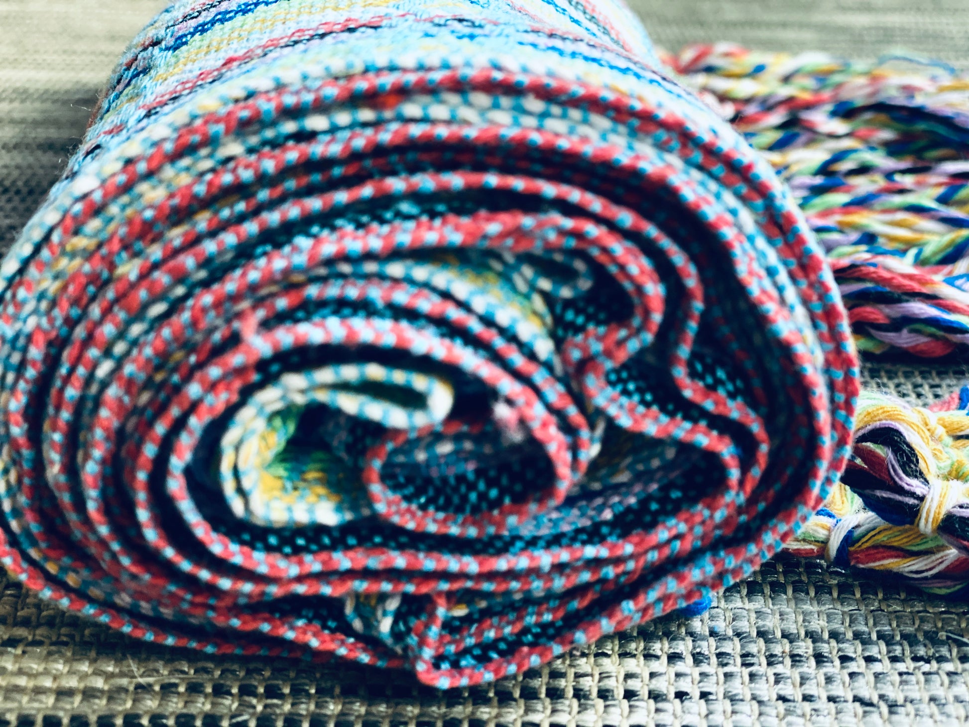 Mexican Rebozo Shawl - Arctic Blue Rainbow - Rebozo Shop Lola My Love