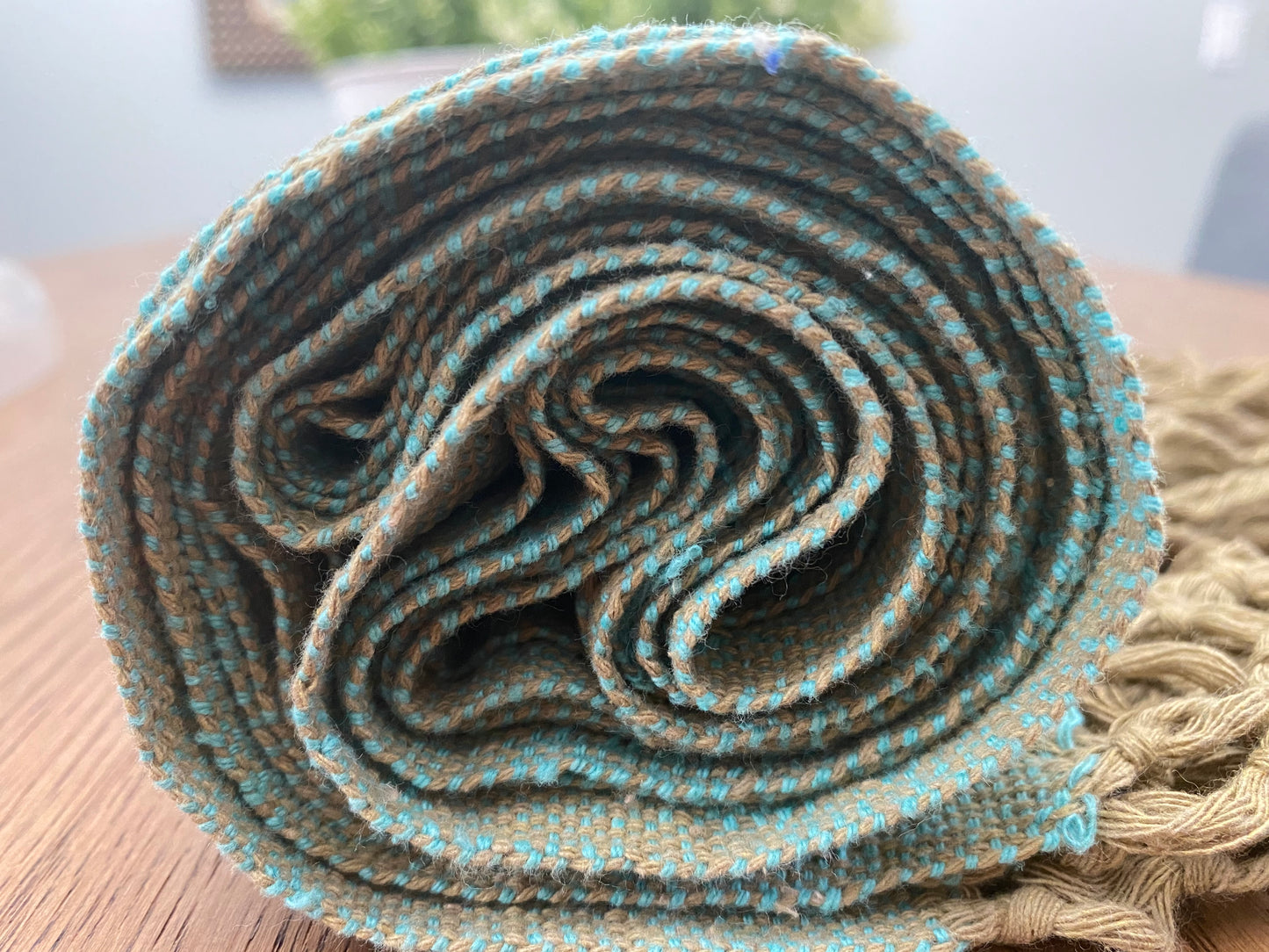 Mexican Rebozo Shawl - Aqua Gold - Rebozo Shop Lola My Love