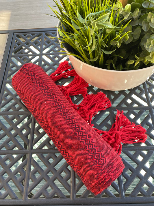 Châle et Porte-Bébé Rebozo en Coton Mexicain - Chocolat Rouge