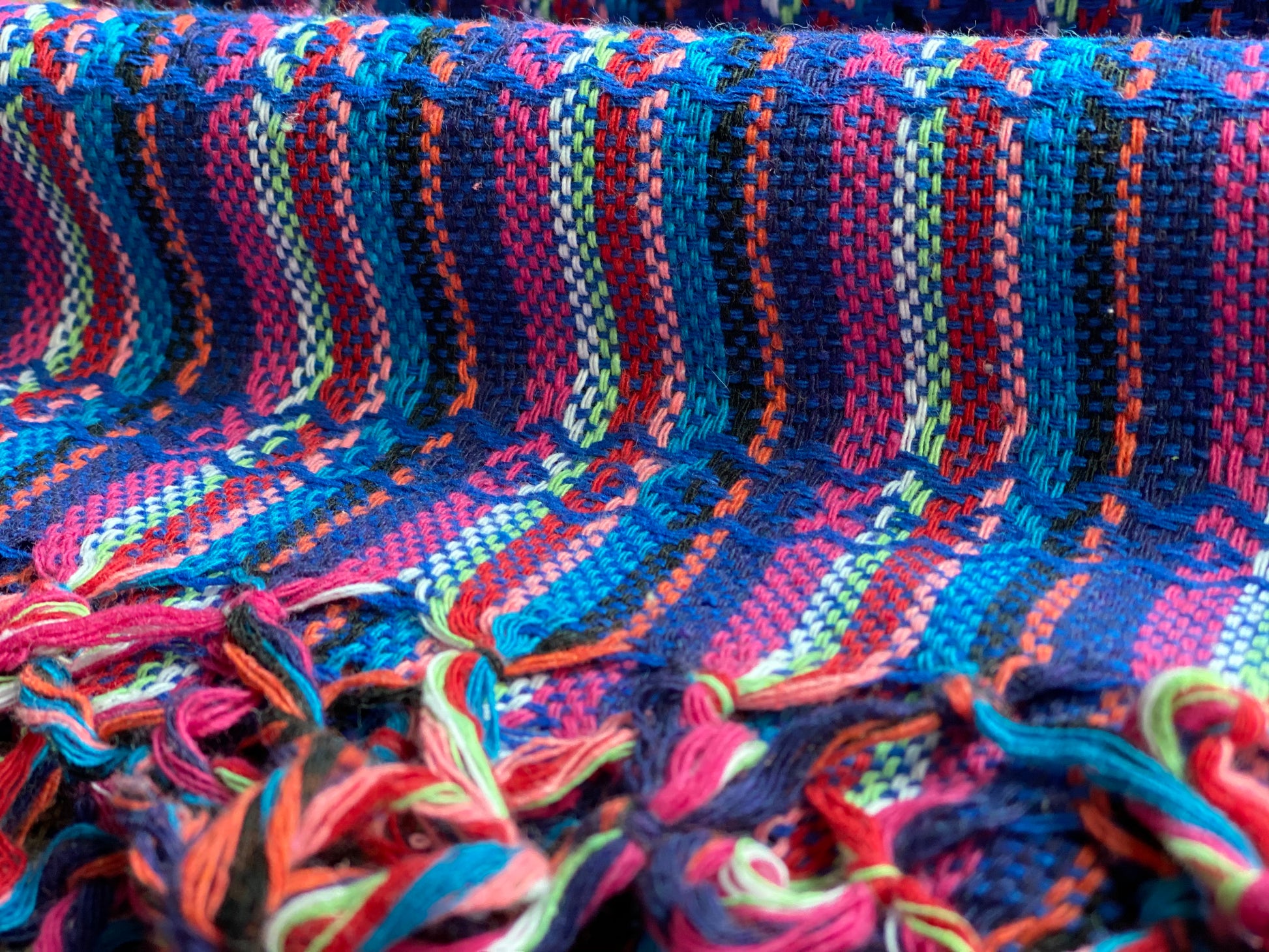 Mexican Rebozo Shawl - Lapis Rainbow - Rebozo Shop Lola My Love